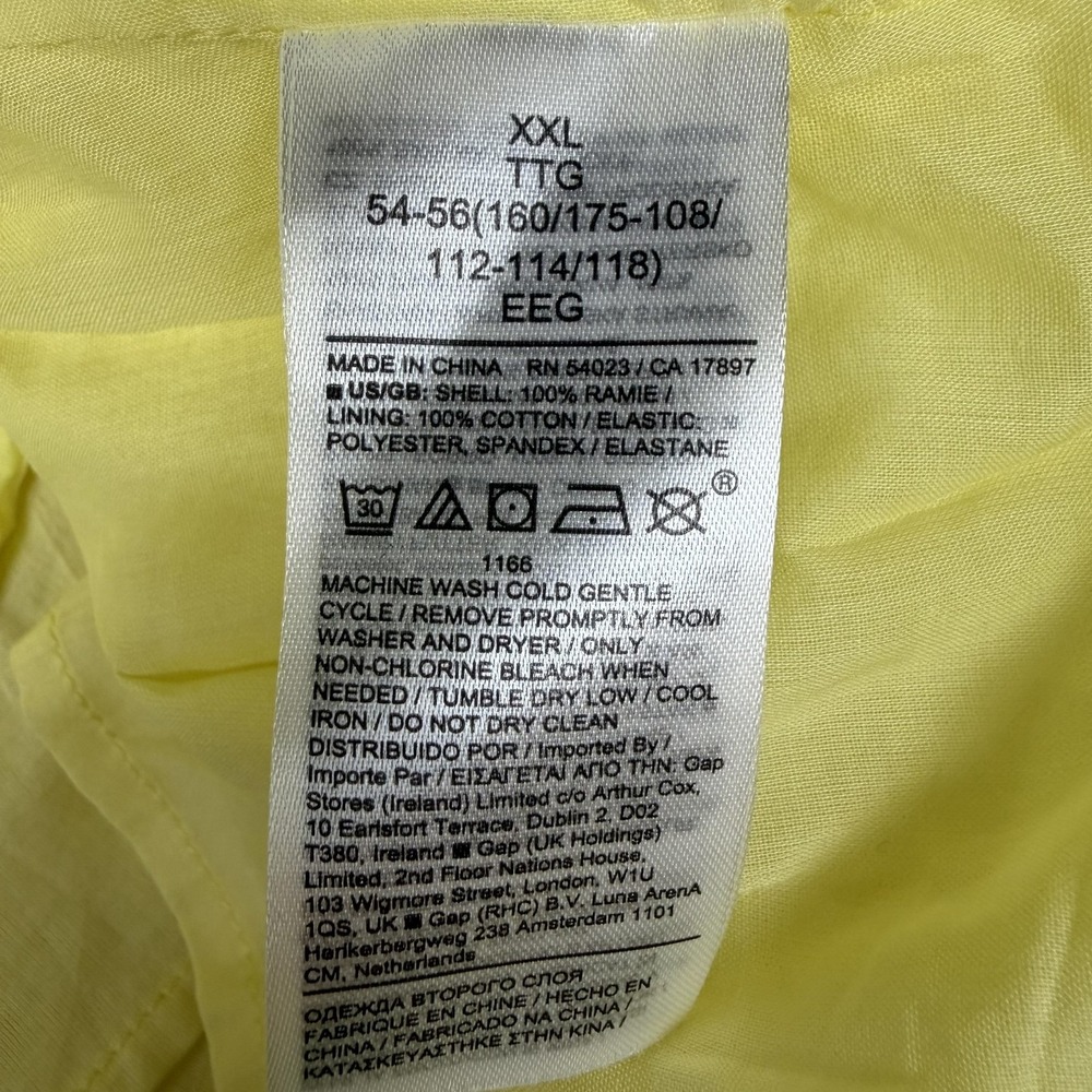 Banana Republic Blouse Womens XXL Yellow Ramie Twist Front‎ Balloon Sleeve - Picture 7 of 10